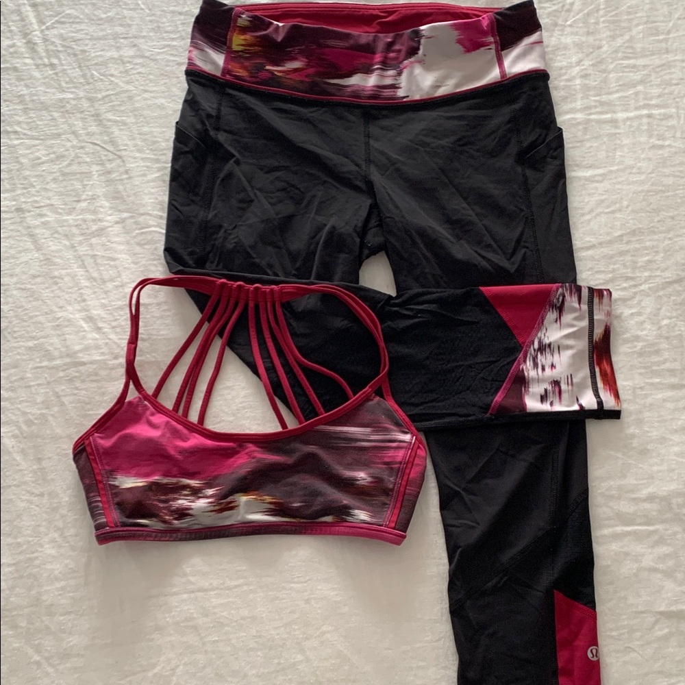 Lululemon Athletica Black and Pink Sports Set